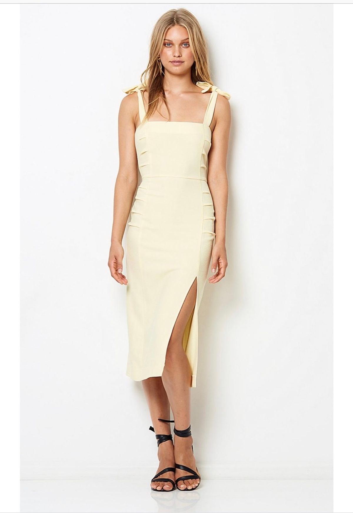 Bec & Bridge Bonita Tie Midi Dress Butter Yellow Size 10 - Image 1