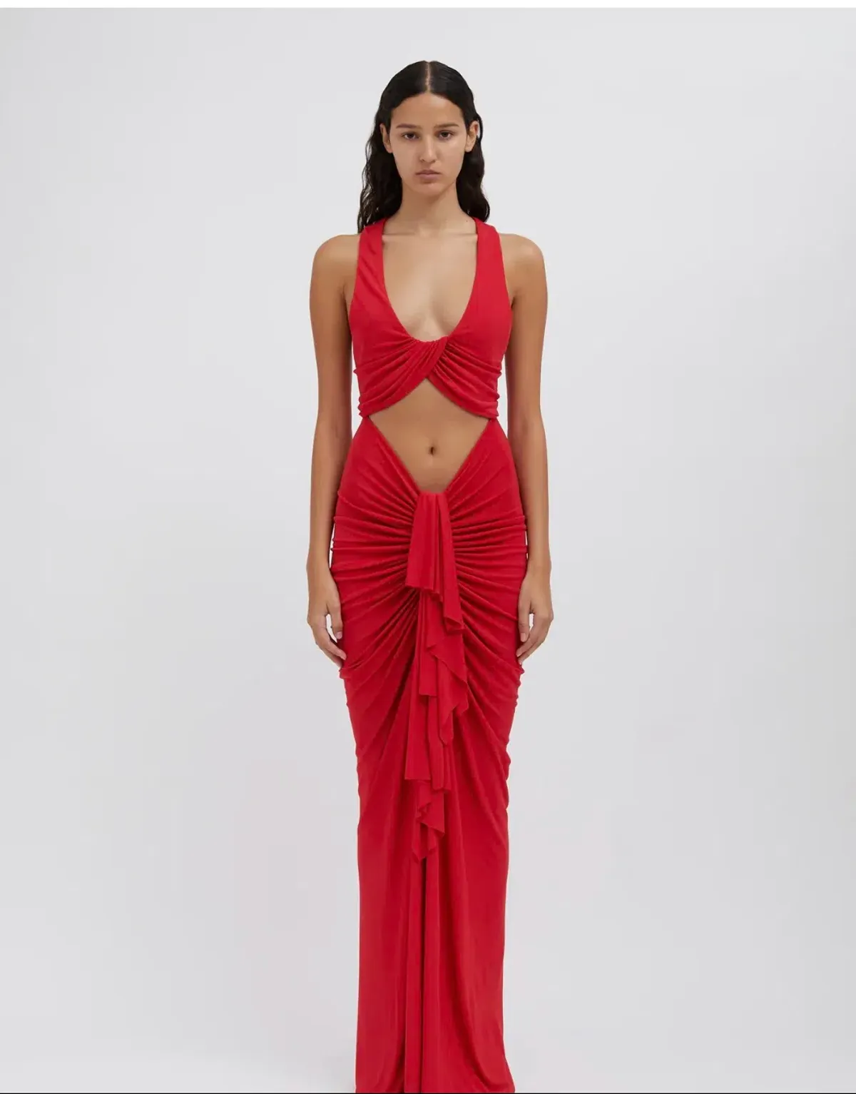 Christopher Esber Vivenda Drape Front Dress Watermelon Red Size 8 - Image 5