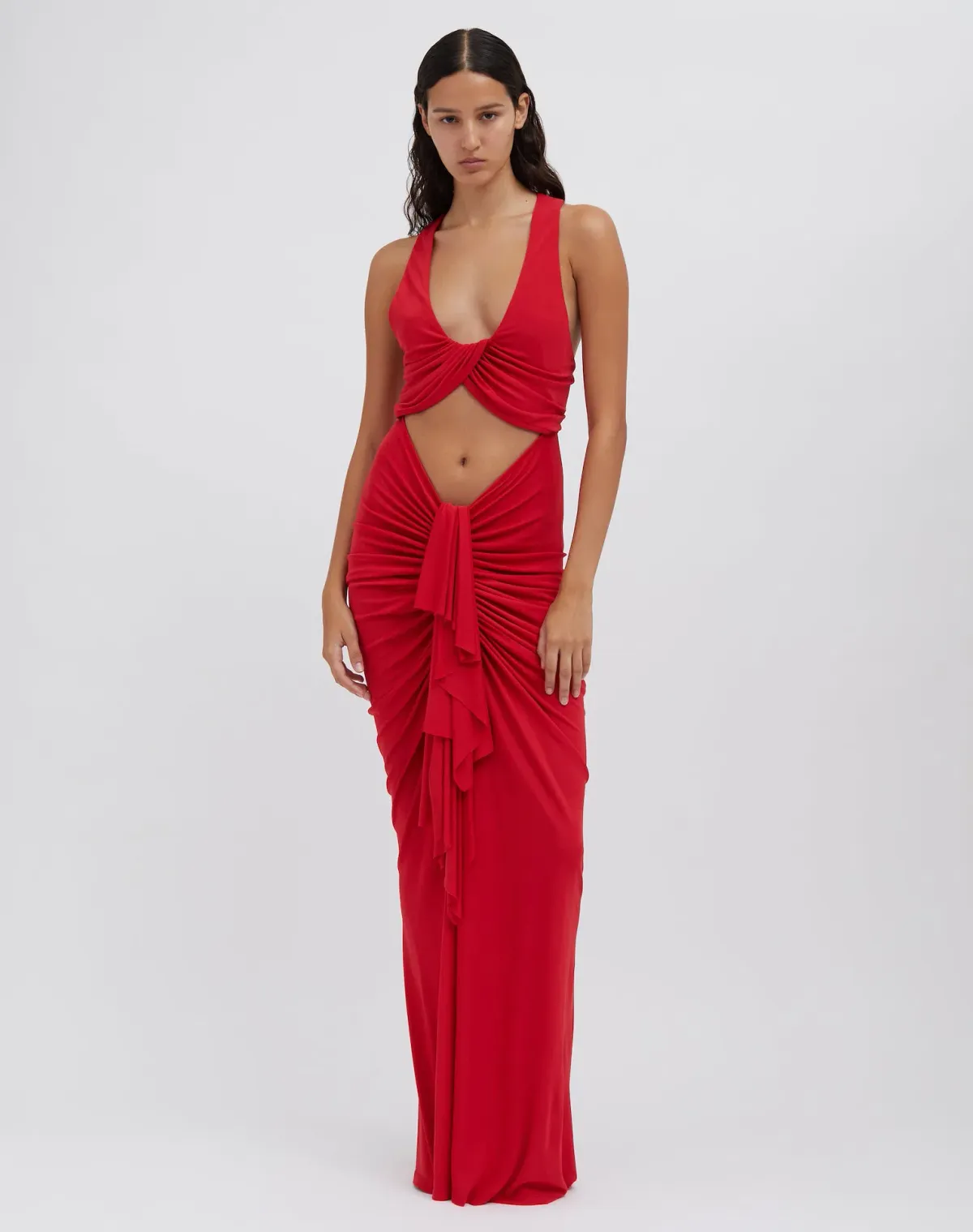 Christopher Esber Vivenda Drape Front Dress Watermelon Red Size 8 - Image 1