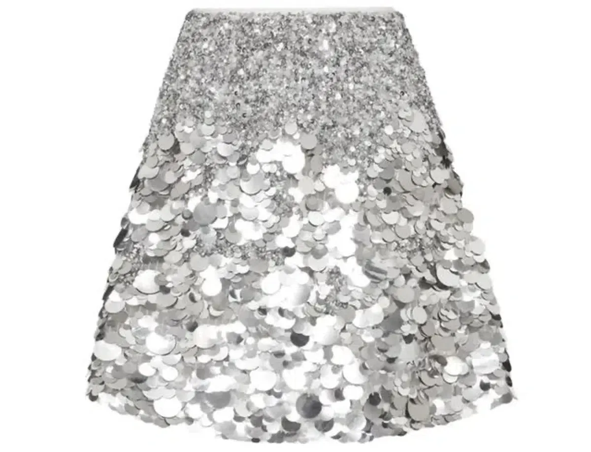 Aje Cherie Sequin Mini Skirt Silver Size 10 - Image 3