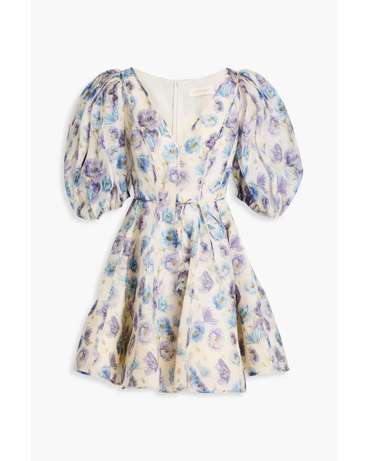 Zimmermann Tama Puff Sleeve Mini Dress Cornflower Blue Size 3 / AU 14 - Image 3