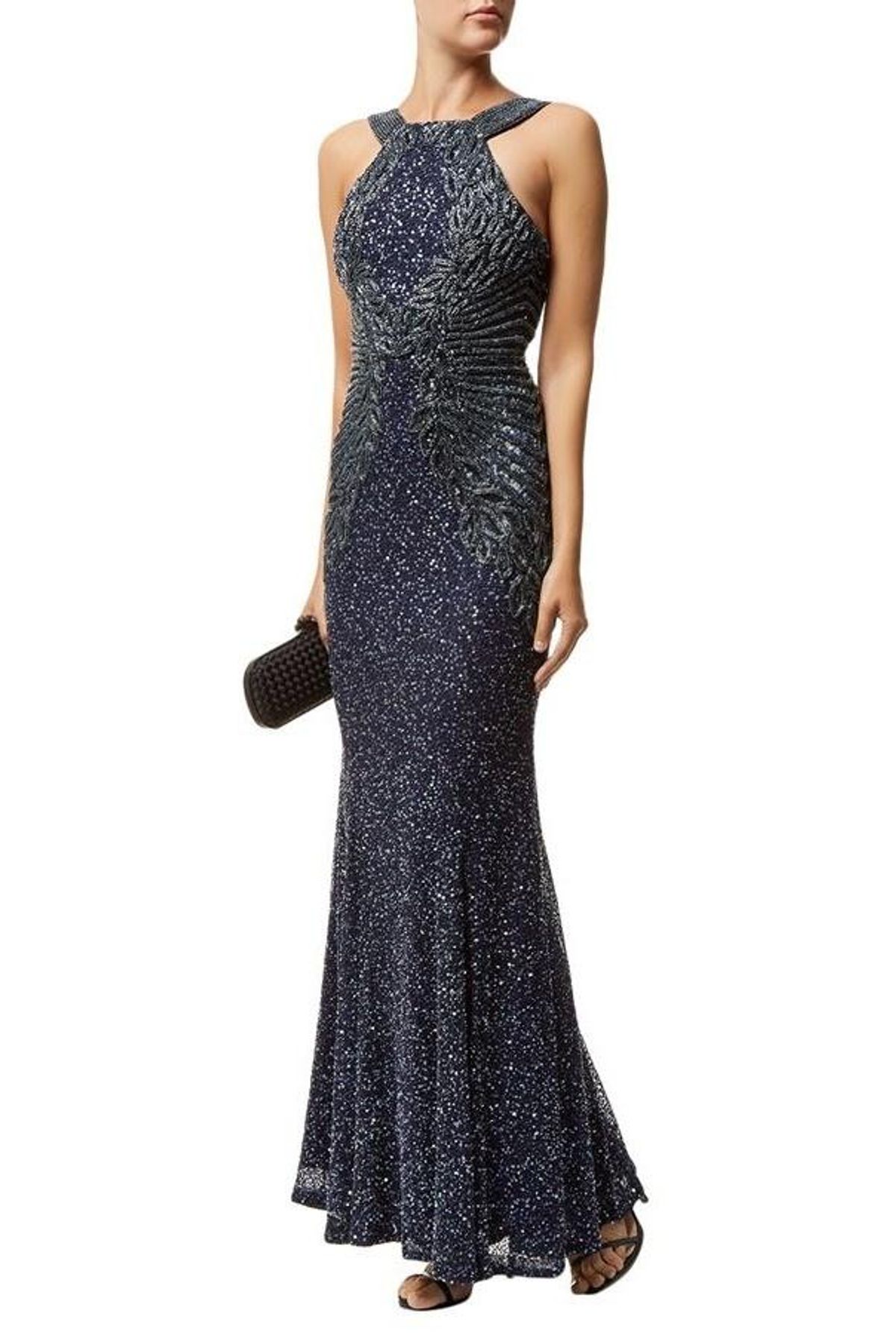 Rachel Gilbert Saskia Beaded Gown Navy Size AU 12 - Image 3
