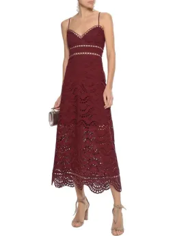 Zimmermann Jaya Wave Bodice Midi Dress Maroon Merlot Size 2 / AU 12 for rent on The Volte - image 1