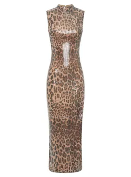 Meshki Veronica Sequin Midi Dress in Leopard Print Size 8 for rent on The Volte - image 1