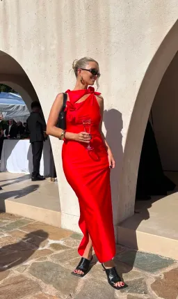 Coperni Asymmetric Flower Gown Red Size S / AU 8 for rent on The Volte - image 4