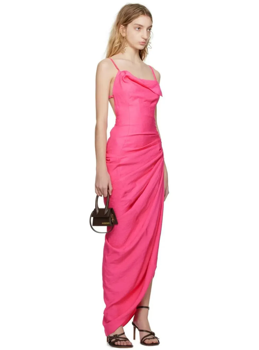 Jacquemus Le Raphia La Robe Saudade Maxi Dress Pink Size AU 8 for rent on The Volte - main image