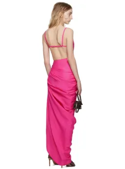 Jacquemus Le Raphia La Robe Saudade Maxi Dress Pink Size AU 8 for rent on The Volte - image 3