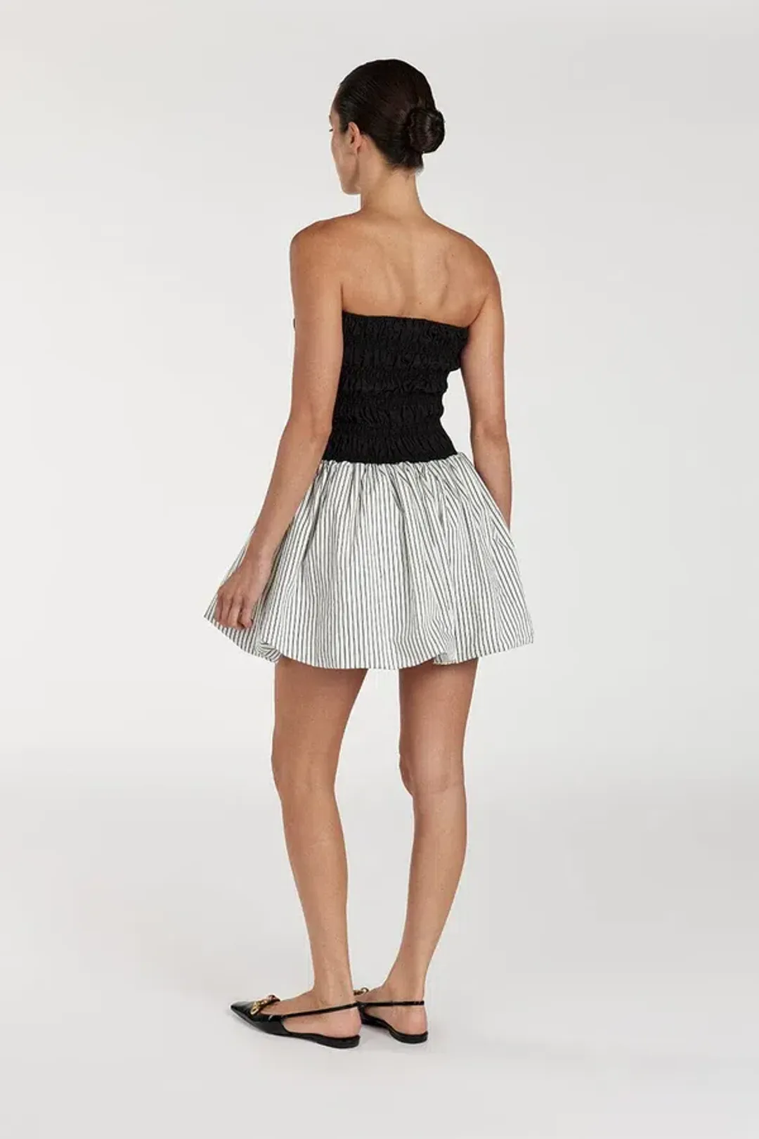 DISSH Stockholm Stripe Silk Blend Mini Dress Black/White Size 6 for rent on The Volte - main image