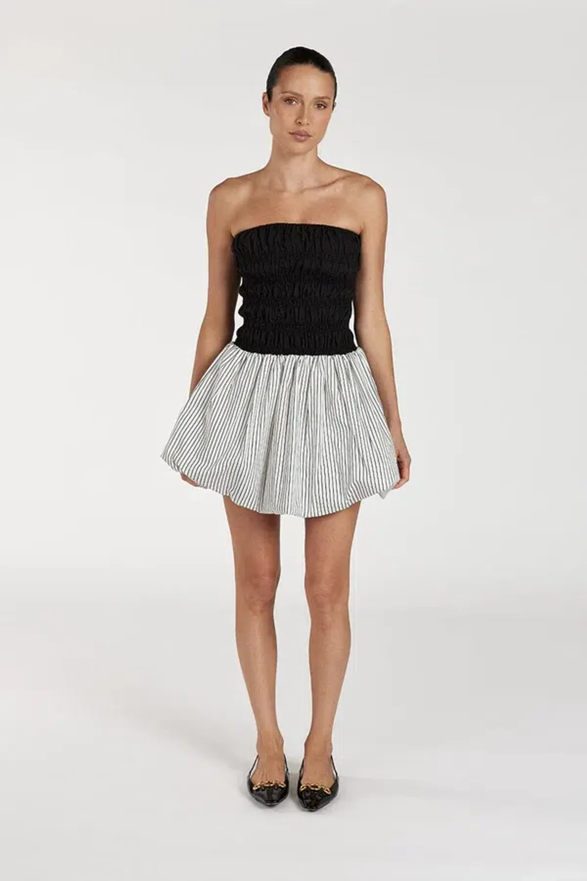 DISSH Stockholm Stripe Silk Blend Mini Dress Black/White Size 6 - Image 1