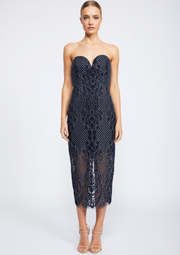 Shona Joy Lace Bustier Midi Dress Navy Size 10 for rent on The Volte - image 1
