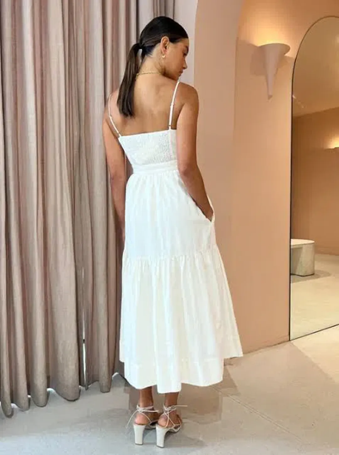 Shona Joy Cecilia Twist Bodice Midi Dress - cream size 10 for rent on The Volte - main image