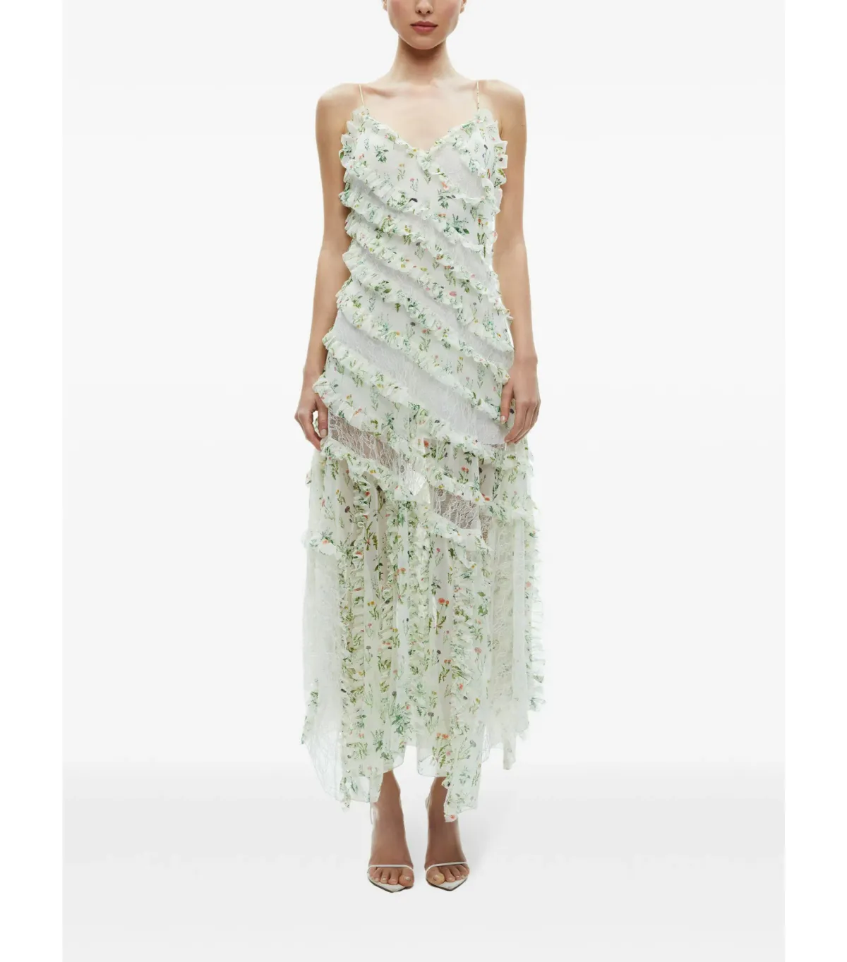Alice + Olivia Sondra Ruffled Maxi Dress Floral Size AU 10 - Image 1