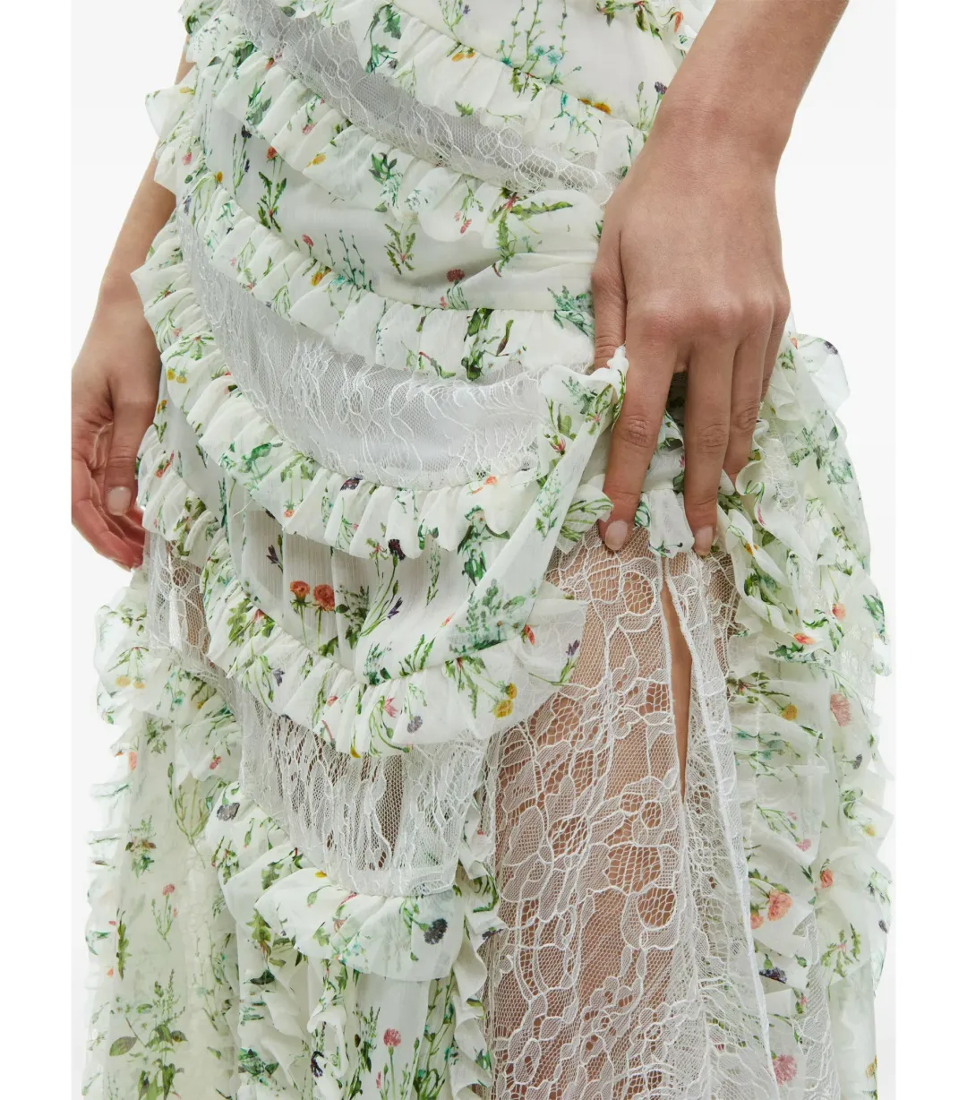 Alice + Olivia Sondra Ruffled Maxi Dress Floral Size AU 10 for rent on The Volte - main image