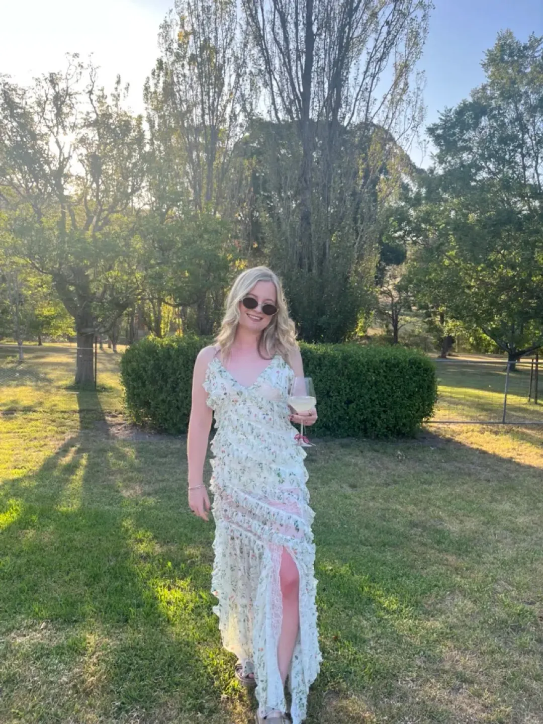 Alice + Olivia Sondra Ruffled Maxi Dress Floral Size AU 10 for rent on The Volte - main image