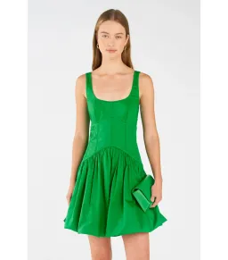 Oroton Short Tie Back Dress in Jewel Green Size AU 14 for rent on The Volte - image 3