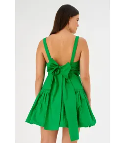 Oroton Short Tie Back Dress in Jewel Green Size AU 14 for rent on The Volte - image 6