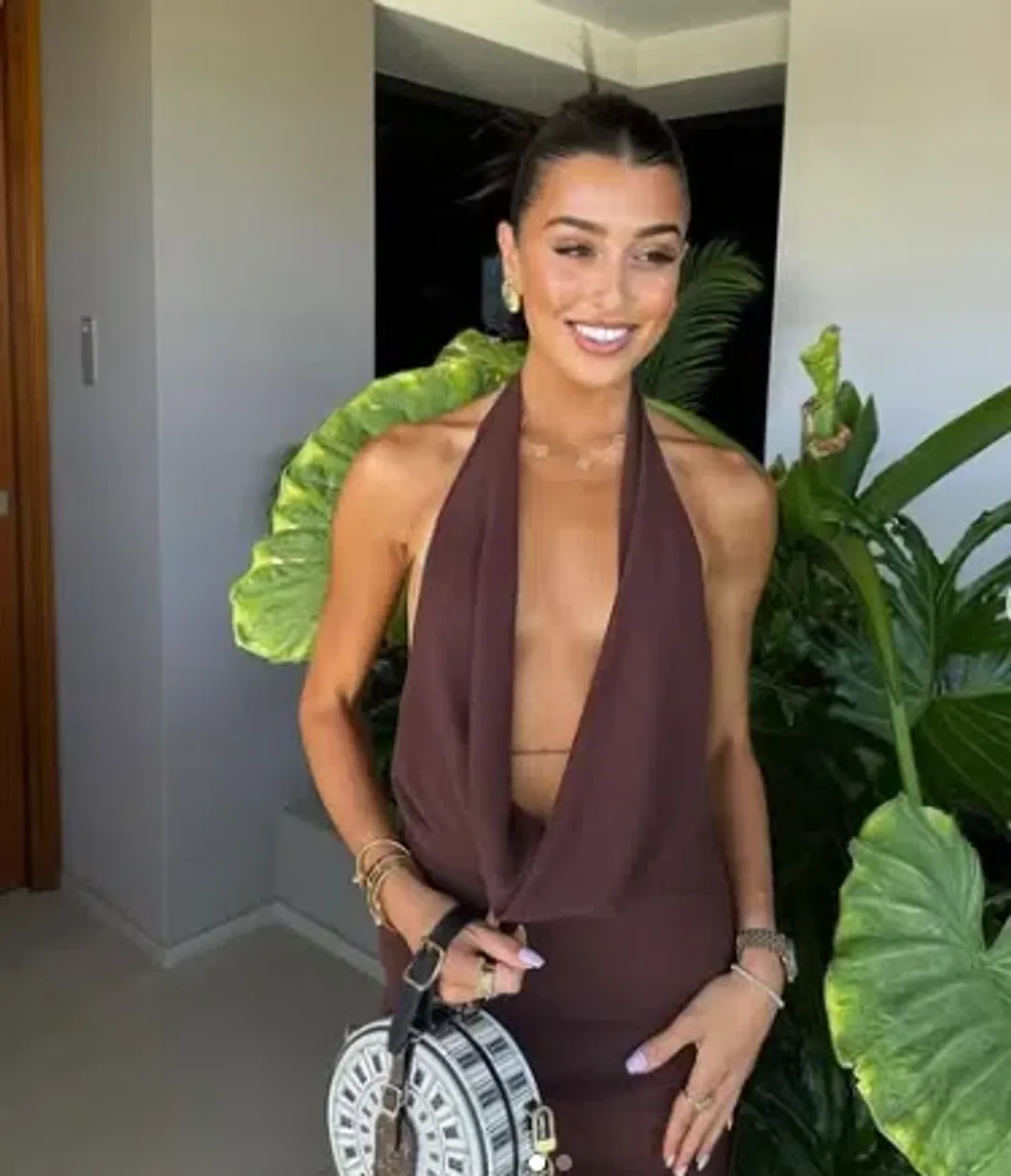 Natalie Rolt Anastasia Mini Dress in Espresso Size 1 / AU 8 for rent on The Volte - main image