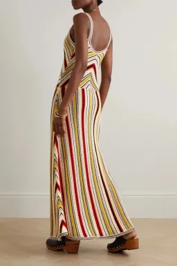Zimmermann Vitali Striped Crochet Knit Cotton Maxi Dress Multi Size 0 / AU 8 for rent on The Volte - image 2