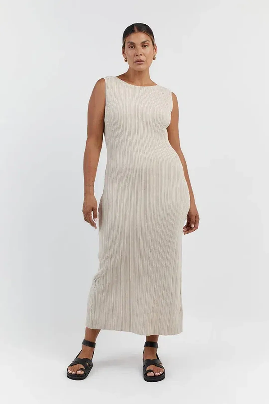 Dissh Sienna Knit Midi Dress Stone Size S / AU 8 for rent on The Volte - main image