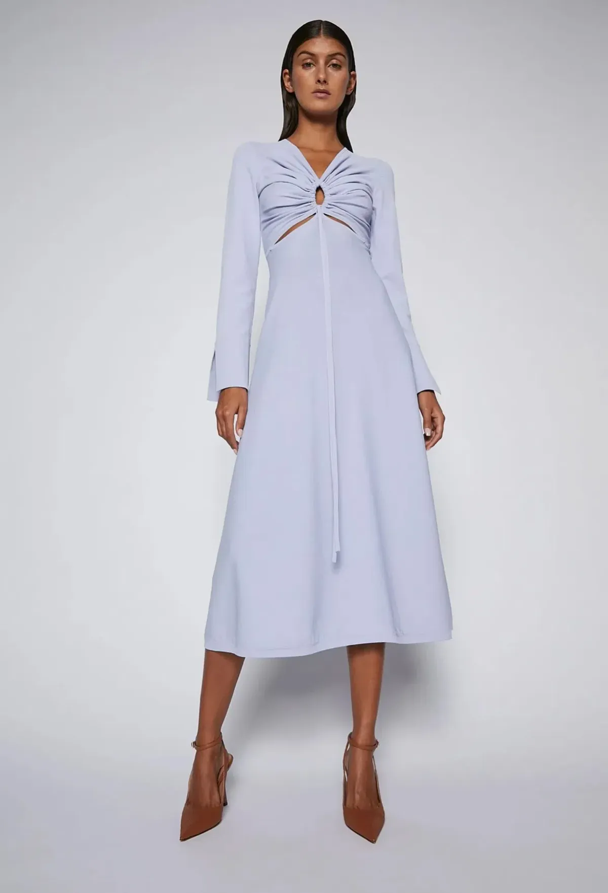 Scanlan Theodore Crepe Knit Keyhole Dress Lilac Size M / AU 10 for rent on The Volte - main image