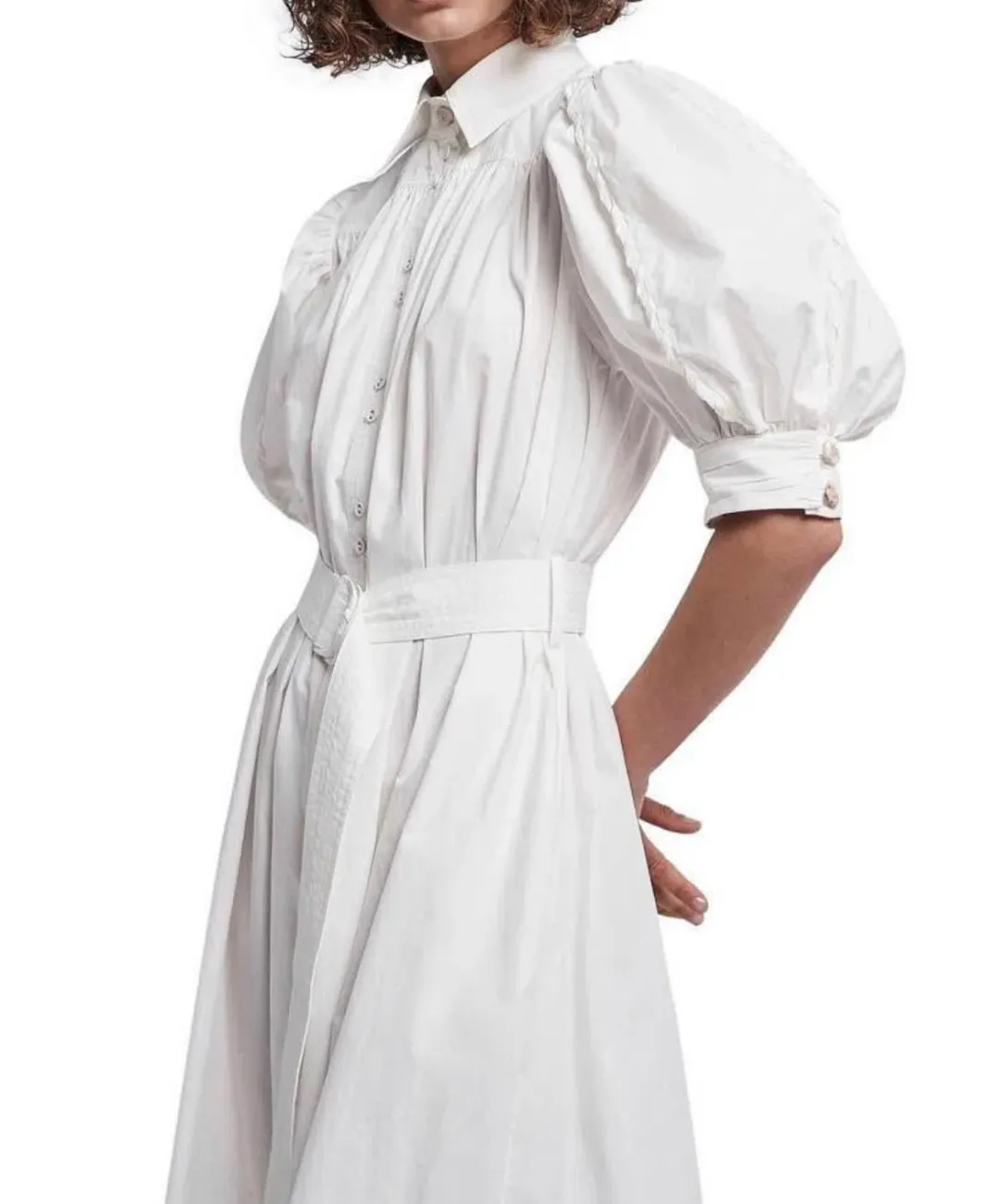 Aje Manifest Midi Belted Shirt Dress White Size AU 8 for rent on The Volte - main image
