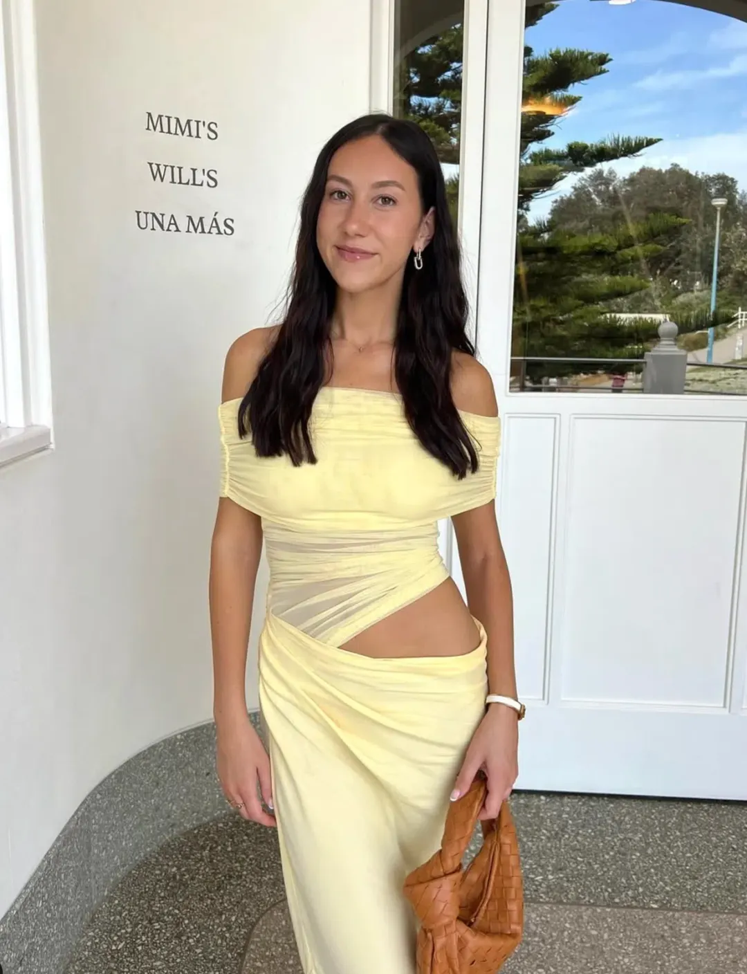 Benni Nico Off Shoulder Maxi Dress Butter Yellow Size 10 for rent on The Volte - main image