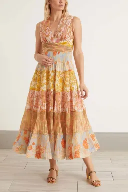 Zimmermann Postcard Pleated Midi Dress Spliced Size 0 / AUS 8 for rent on The Volte - image 2