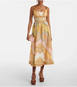 Zimmermann Maxine Picnic Midi Dress in Gold Paisley Size 2 / AU 12 for rent on The Volte - image 1