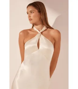 Shona Joy La Lune High Neck Twist Maxi Dress Cream Size AU 10 for rent on The Volte - image 2