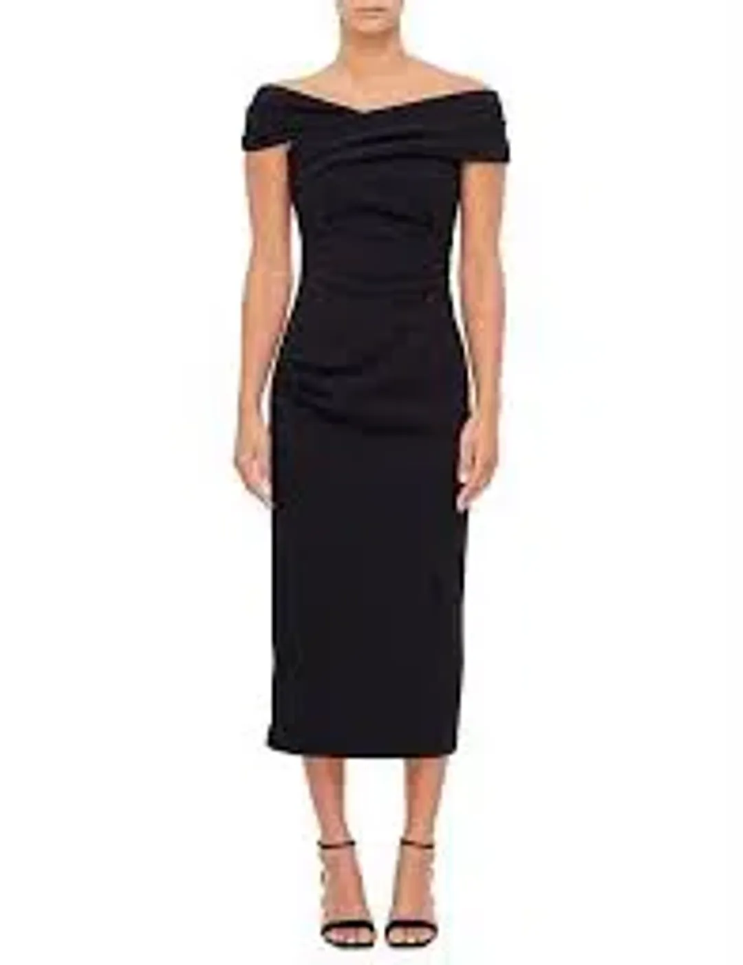 MISHA Brielle Off-Shoulder Midi Dress Black Size 12 for rent on The Volte - main image