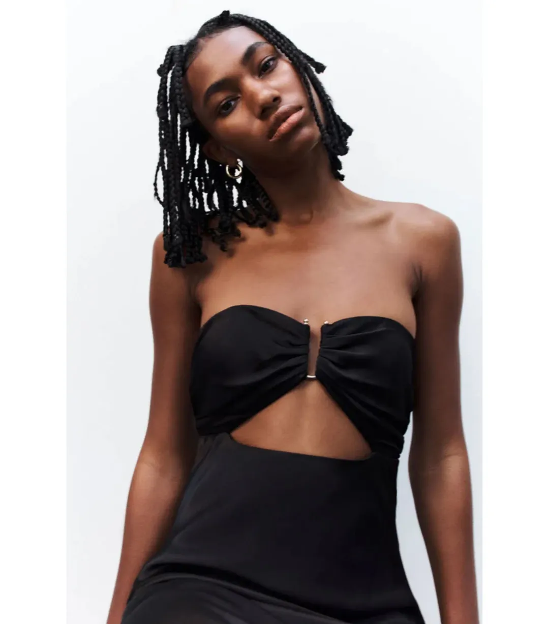 Shona Joy Camille Strapless Cut Out Midi Dress Black Size AU 8 for rent on The Volte - main image