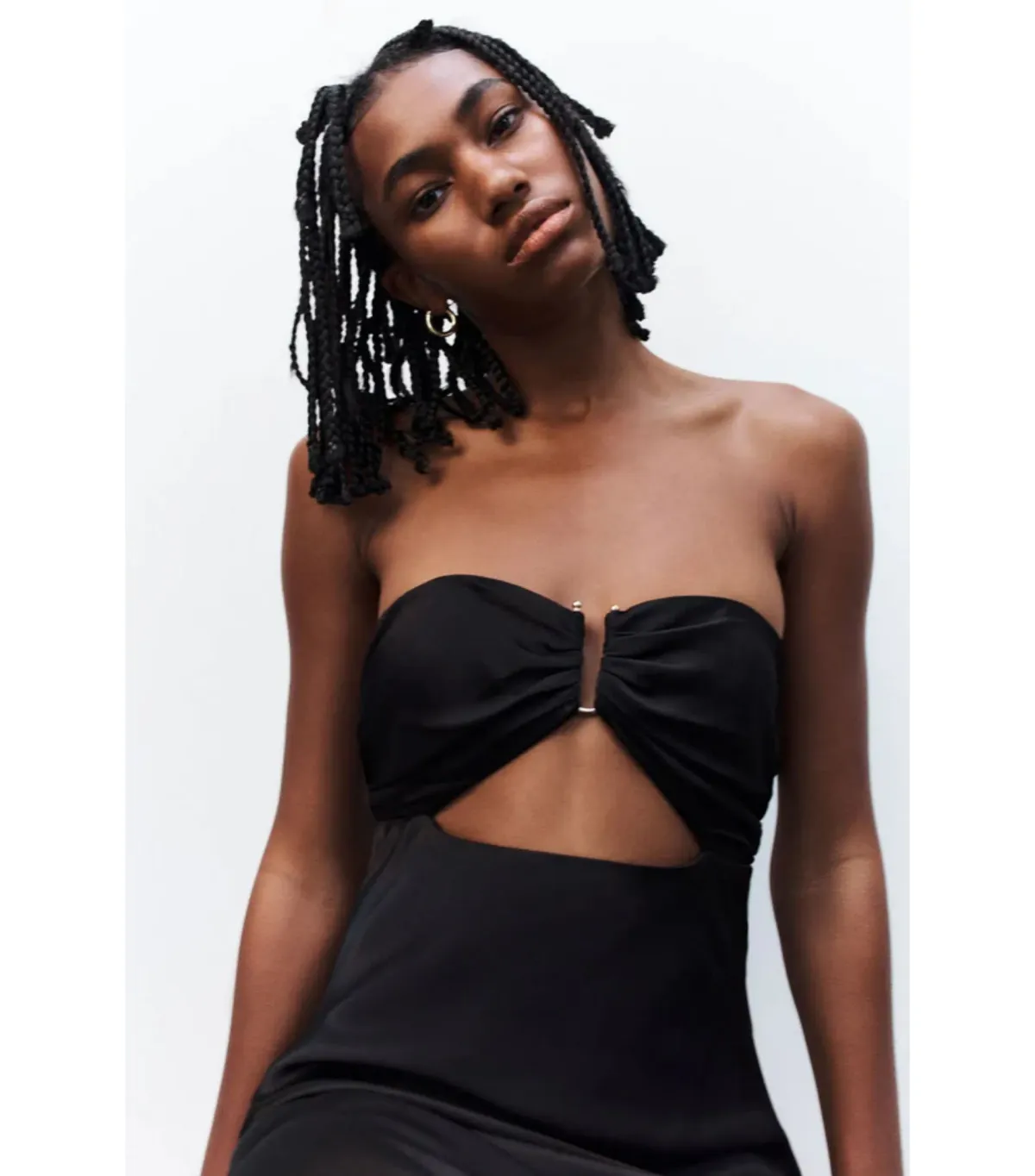 Shona Joy Camille Strapless Cut Out Midi Dress Black Size AU 8 - Image 5