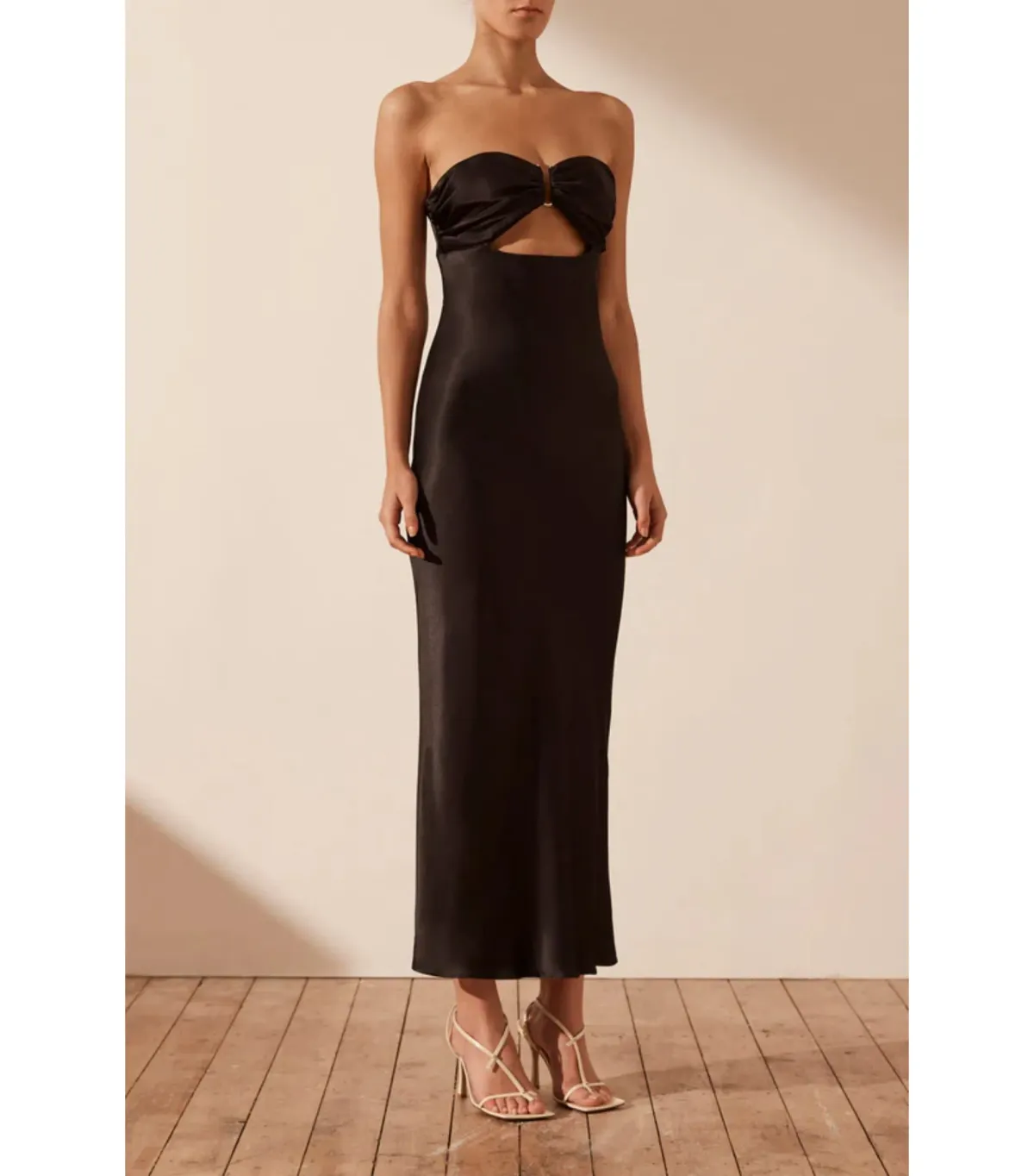 Shona Joy Camille Strapless Cut Out Midi Dress Black Size AU 8 - Image 2