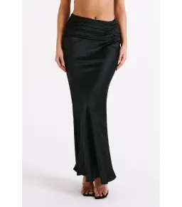 Meshki Khalani Ruched Strapless Satin Top and Skirt Set Black Size AU 8 for rent on The Volte - image 3