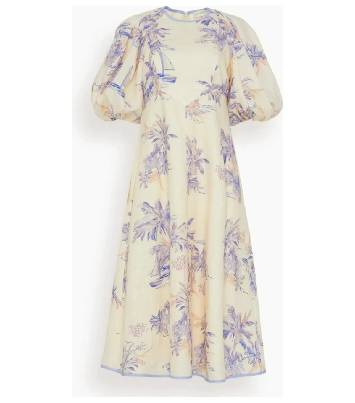 Zimmermann Linen Day Midi Dress in Pearl Palm Toile Size 12/M - Image 3