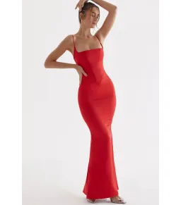 House of CB Olivette Satin Corset Maxi Dress Red Rose Size AU 8 for rent on The Volte - image 3