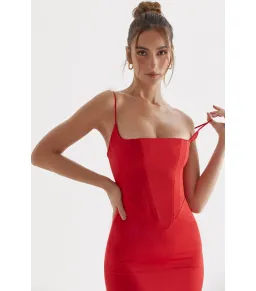 House of CB Olivette Satin Corset Maxi Dress Red Rose Size AU 8 for rent on The Volte - image 4