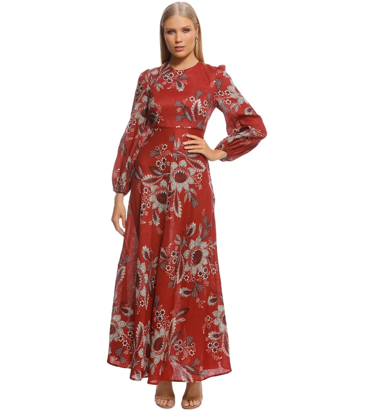 Zimmermann Juno Rosa Batik Linen Midi Dress Floral Size 1/ AU 10 - Image 1
