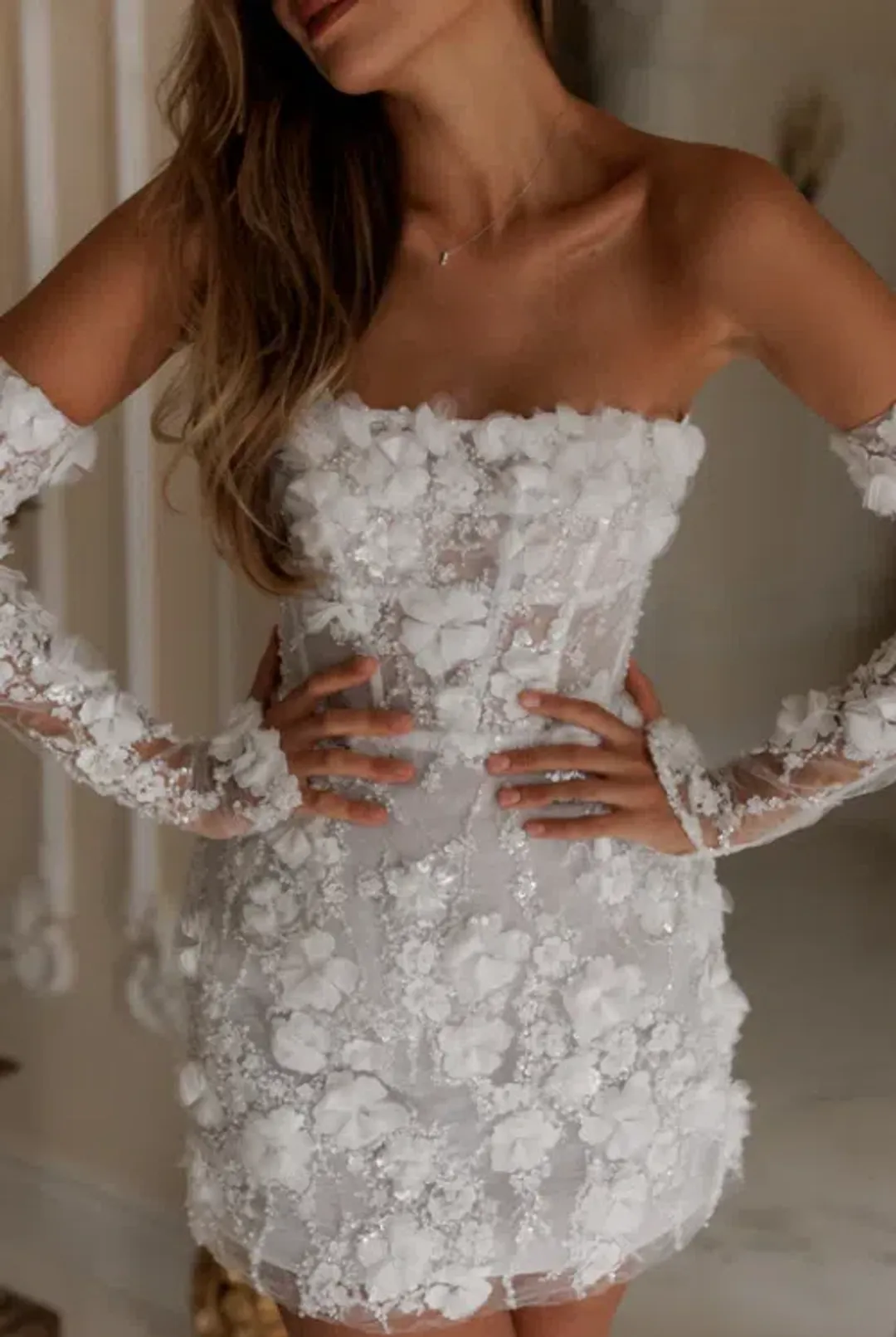 Rosie Etienne Isabelle Mini Dress White Size AU 8 Petite for rent on The Volte - main image