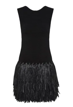 Aje Rushes Raffia Knit Mini Dress Black Size M / AU 10 for rent on The Volte - image 4