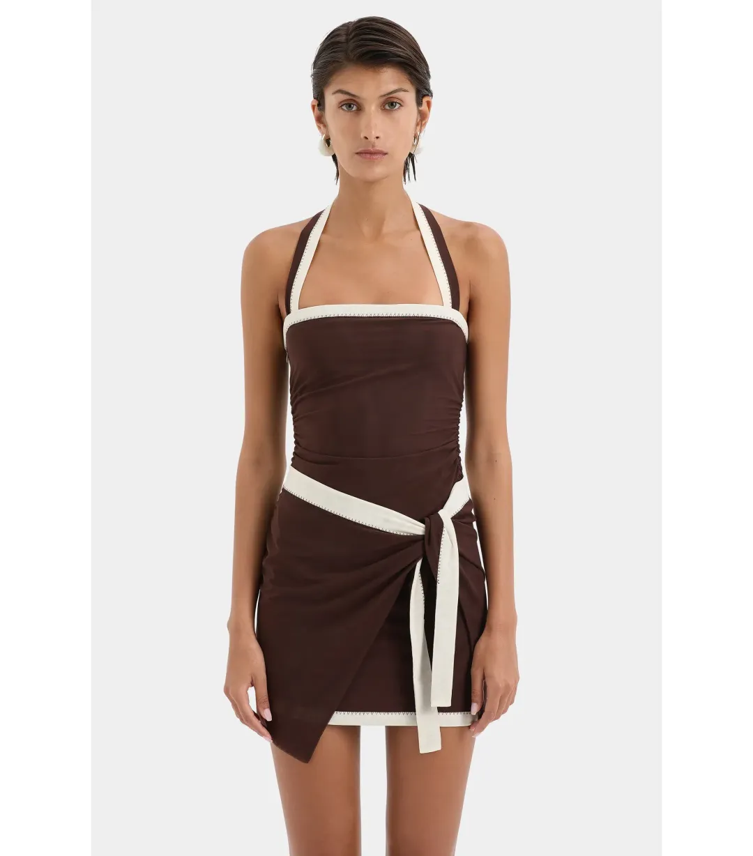 Sir The Label Jacques Mini Dress in Chocolate Size 1 / AU 8 for rent on The Volte - main image