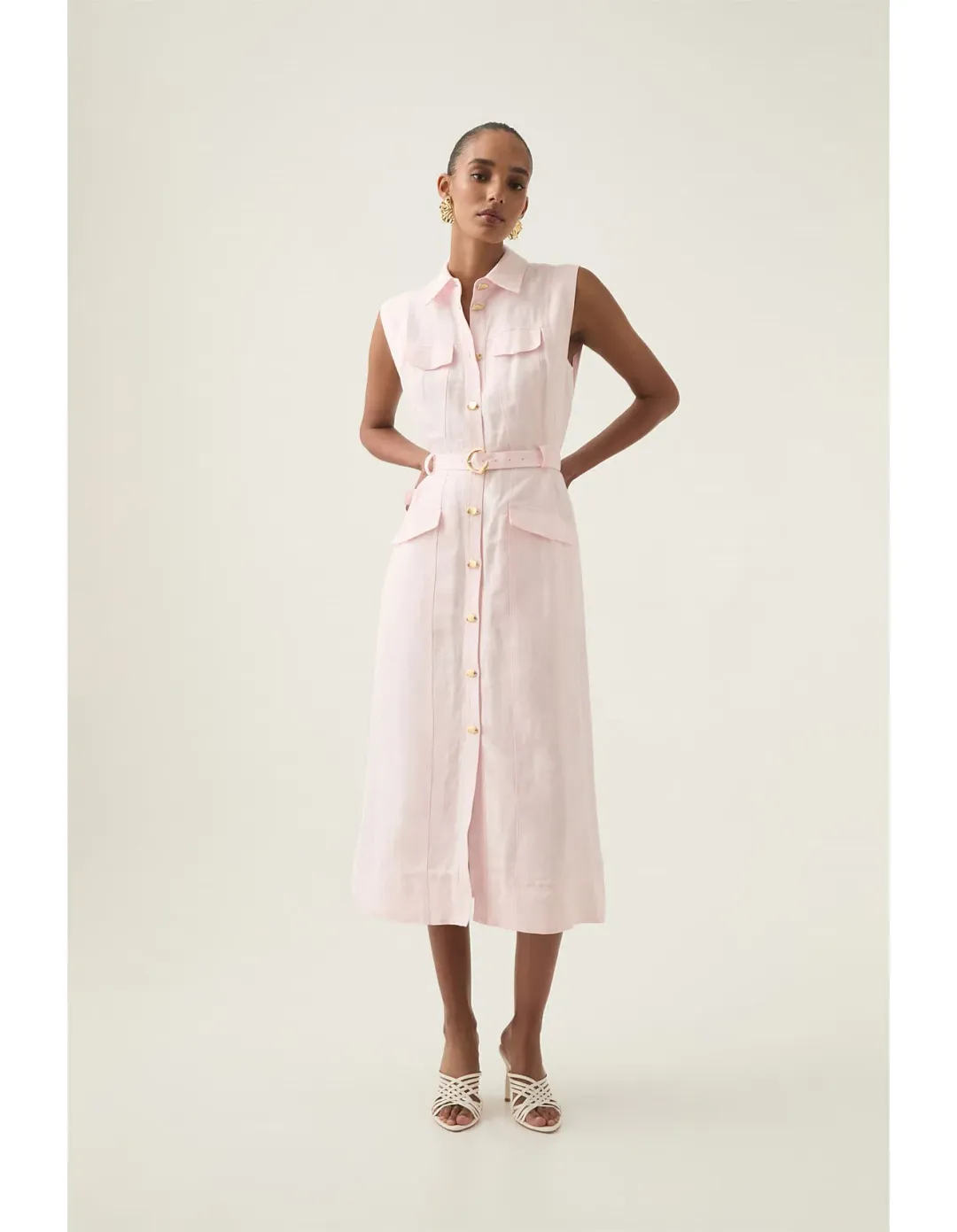 Aje Dulcet Logo Midi Dress Pastel Pink Size 10 for rent on The Volte - main image