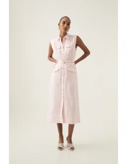 Aje Dulcet Logo Midi Dress Pastel Pink Size 10 for rent on The Volte - image 1