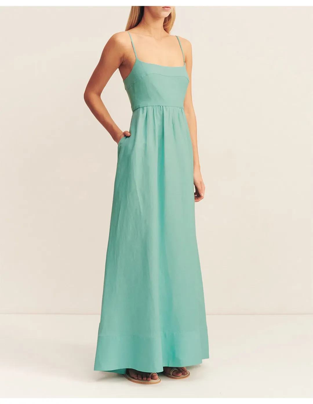 Shona Joy Alec Low Open Back Maxi Dress Pool Blue Size 10 for rent on The Volte - main image