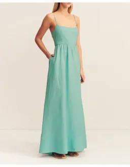 Shona Joy Alec Low Open Back Maxi Dress Pool Blue Size 10 for rent on The Volte - image 2