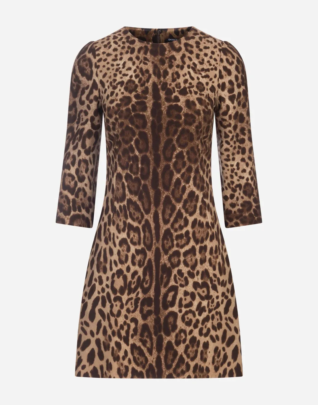 Dolce & Gabbana Double Crepe Mini Dress Leopard Print Size 8 for rent on The Volte - main image