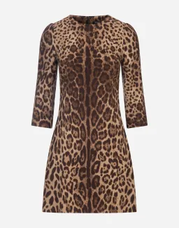 Dolce & Gabbana Double Crepe Mini Dress Leopard Print Size 8 for rent on The Volte - image 5