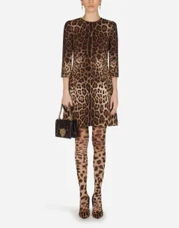 Dolce & Gabbana Double Crepe Mini Dress Leopard Print Size 8 for rent on The Volte - image 2
