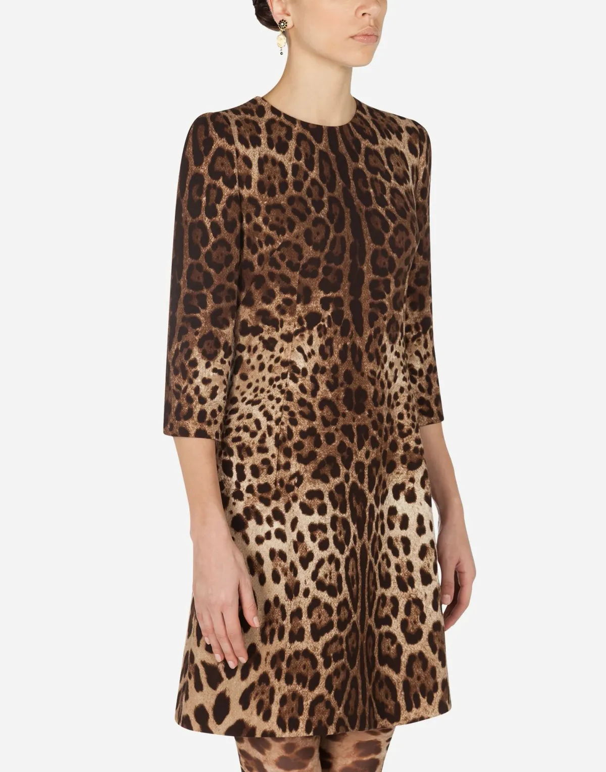 Dolce & Gabbana Double Crepe Mini Dress Leopard Print Size 8 - Image 4
