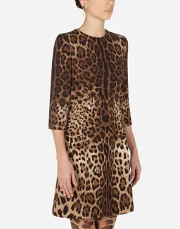 Dolce & Gabbana Double Crepe Mini Dress Leopard Print Size 8 for rent on The Volte - image 4